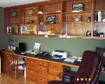 Cherry home office built in bookshelves